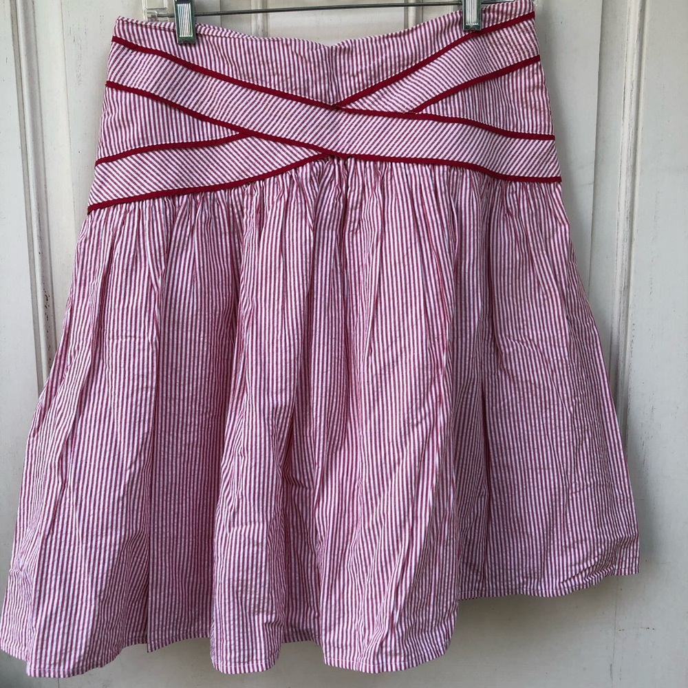 Anthropologie Viola Red and White Striped Skirt